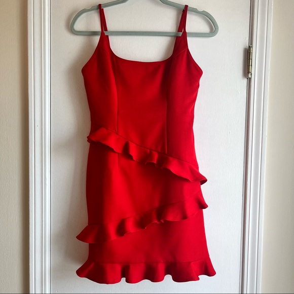Selfie Leslie Frilled to Meet You Dress Red - Picture 3 of 7